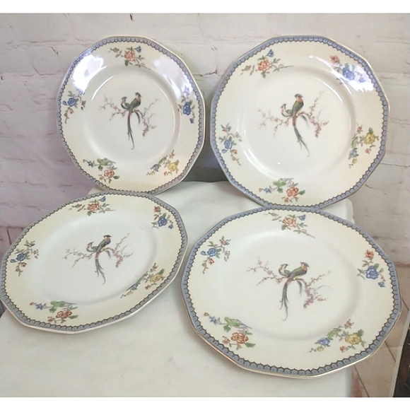 Haviland Dining 4 Theodore Haviland Limoges Bird Of Paradise Blue